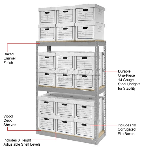 Global Industrial™ Record Storage Open With Boxes 42"WX15"DX60"H - Gray 12 Global Industrial™ Record Storage Open With Boxes 42"WX15"DX60"H - Gray - Image 12