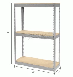 Global Industrial™ Record Storage Rack Without Boxes 42"W x 15'D x 60'H - Gray 30 Global Industrial™ Record Storage Rack Without Boxes 42"W x 15'D x 60'H - Gray -Shelving Sales Store x130113 dim 1