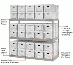 Global Industrial™ Record Storage Rack With Boxes 72"W x 30"D x 60"H - Gray -Shelving Sales Store x516135 1wco