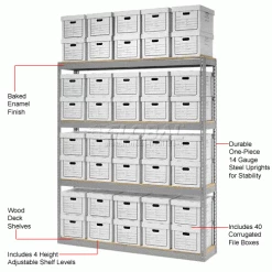 Global Industrial™ Record Storage Open With Boxes 72"W x 15"D x 84"H - Gray -Shelving Sales Store x516136 1wco